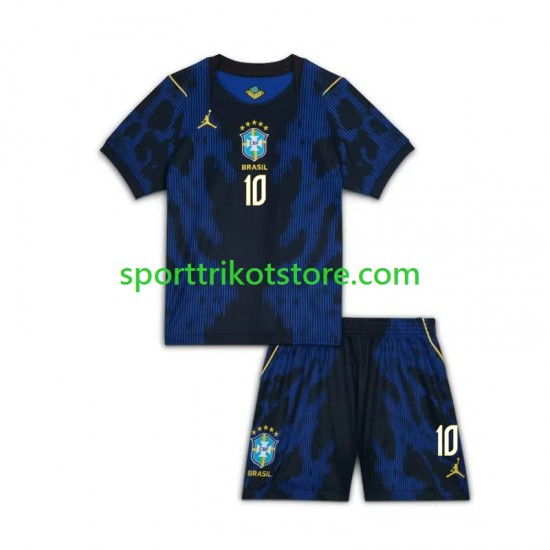 Brasilien Kinderset Auswärts trikot WM 2026 Kurzarm Ronaldinho 10