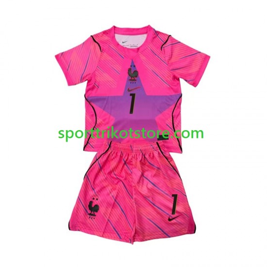Frankreich Kinderset Auswärts trikot WM 2026 Kurzarm Torwart Brice Samba 1