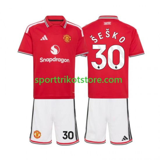Manchester United Kinderset Heim trikot 2027-2028 Kurzarm Benjamin Sesko 30