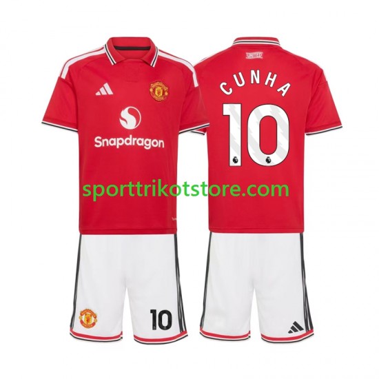 Manchester United Kinderset Heim trikot 2027-2028 Kurzarm Matheus Cunha 10