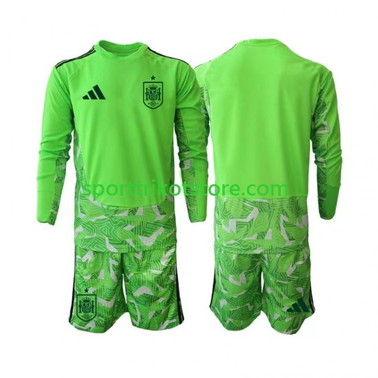 Spanien Kinderset trikot WM 2026 Langarm Torwart 6th Green color