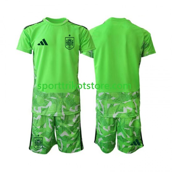 Spanien Kinderset trikot WM 2026 Kurzarm Torwart 6th Green color