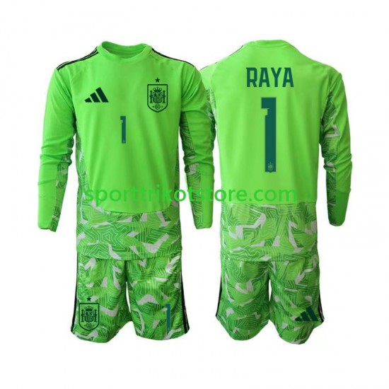 Spanien Kinderset trikot WM 2026 Langarm Torwart David Raya 1 6th Green color