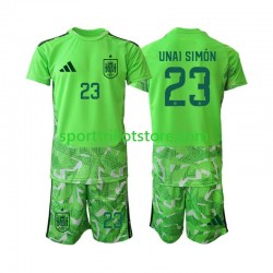 Spanien Kinderset trikot WM 2026 Kurzarm Torwart Unai Simon 23 6th Green color