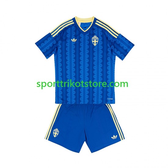 Schweden Kinderset Auswärts trikot WM 2026 Kurzarm