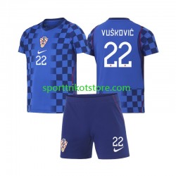 Kroatien Kinderset Auswärts trikot WM 2026 Kurzarm Luka Vuskovic 22