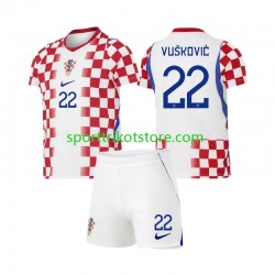 Kroatien Kinderset Heim trikot WM 2026 Kurzarm Luka Vuskovic 22