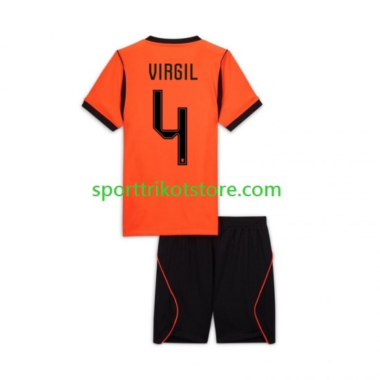 Niederlande Kinderset Heim trikot WM 2026 Kurzarm Virgil van Dijk 4
